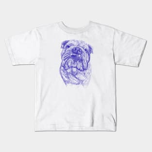 Bulldog dog scribble art Kids T-Shirt